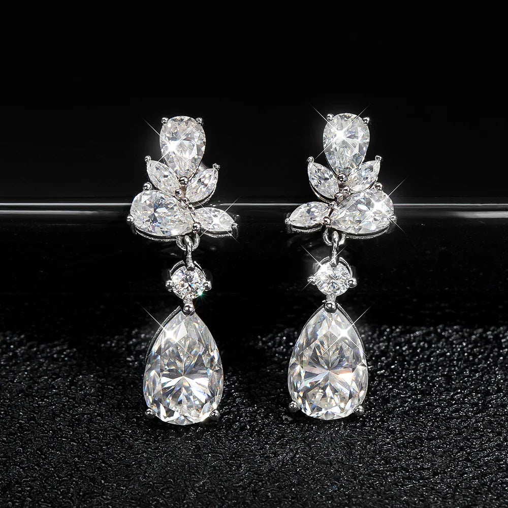All Moissanite Earrings for Women Wedding Party Luxury Earring Jewelry s925 Sterling Sliver Plated 18k Gold Ear Stud