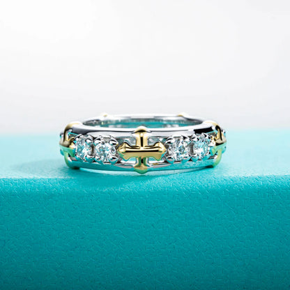 3mm D Color Moissanite Cross Eternity Ring 925 Sterling Silver Color Separation Wedding Band Ring Jewelry Wholesale