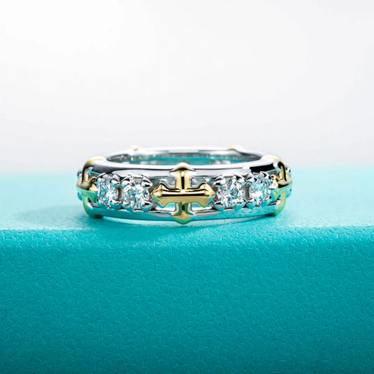 3mm D Color Moissanite Cross Eternity Ring 925 Sterling Silver Color Separation Wedding Band Ring Jewelry Wholesale