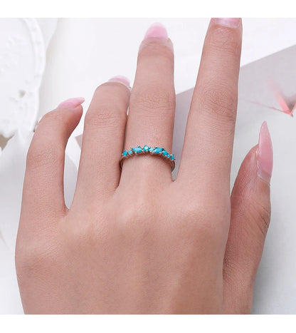 Vintage 925 Sterling Silver Elegant Turquoise Trendy Female Ring For Women Party Stackable Fine Jewely Birthday Gifts
