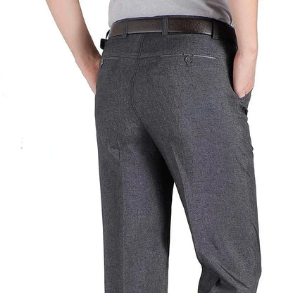 Men's Summer Thin Business Casual Pants Autumn Fashion Solid Gentle Thicken Trousers Male Brand Suit Pant Black Grey GOZBKF
