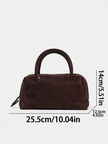 Ladies' single-shoulder bag, suede hand-held crossbody zipper bowling bag, Boston Korean wave women's bag