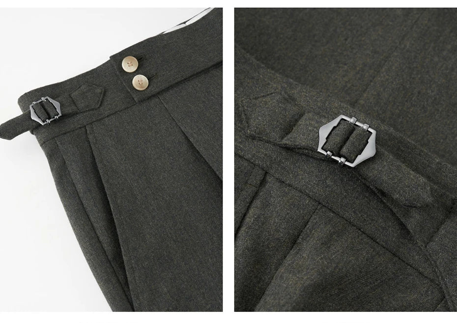 100% Wool Mens Suits Set Blazer + Pant Green Luxury Wedding Groom Wear Simple Style Fashion Man Suit Slim Fit Casual Clothes