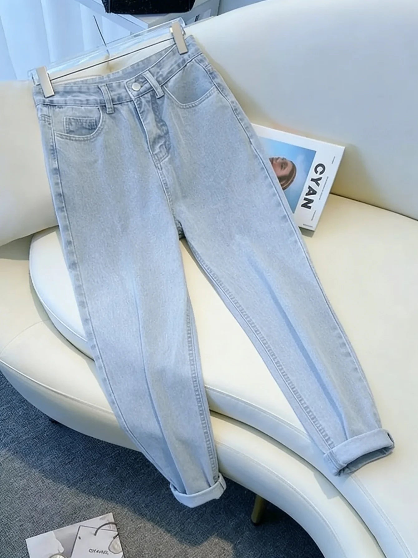 Casual Blue Slim Jeans For Man Y2K Original Drip Trend Denim Pants No accessories or belts included
