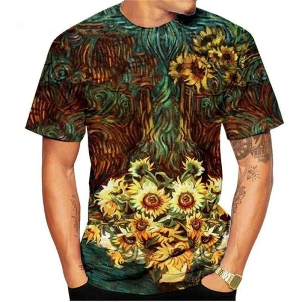 2026 Summer Vincent Van Gogh Art the Starry Night 3D Printed T-Shirt Men Women Causal Retro Short Sleeve Tee Tops Kids Clothing