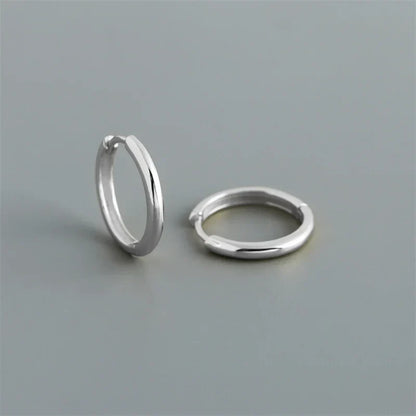 925 Sterling Silver Simple Matte Bohemian Round Ear Buckle for Women Punk Unisex Rock Hoop Earring Jewelry Accessories