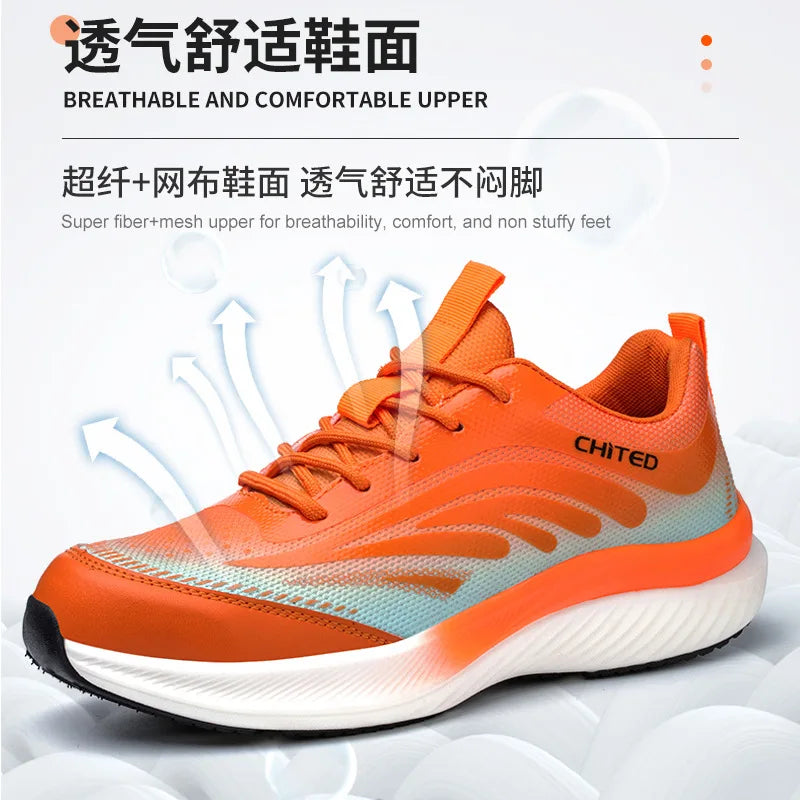 Soft-soled non-slip safety shoes four seasons models men's anti-smash anti-puncture steel head safety shoes new models