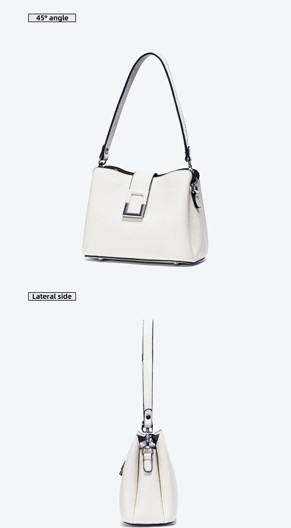 Genuine Leather White Designer Noble Shopper Shoulder Bag Commuter Large Bucket Handbag Women Tote Bucket Cross Body Bag