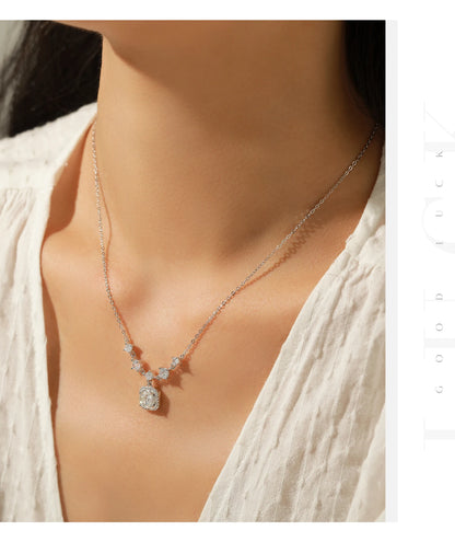 D Color Moissanite 925 Sterling Silver Luxury Geometric Charm Necklace Bracelet For Women Wedding Statement Jewelry Set