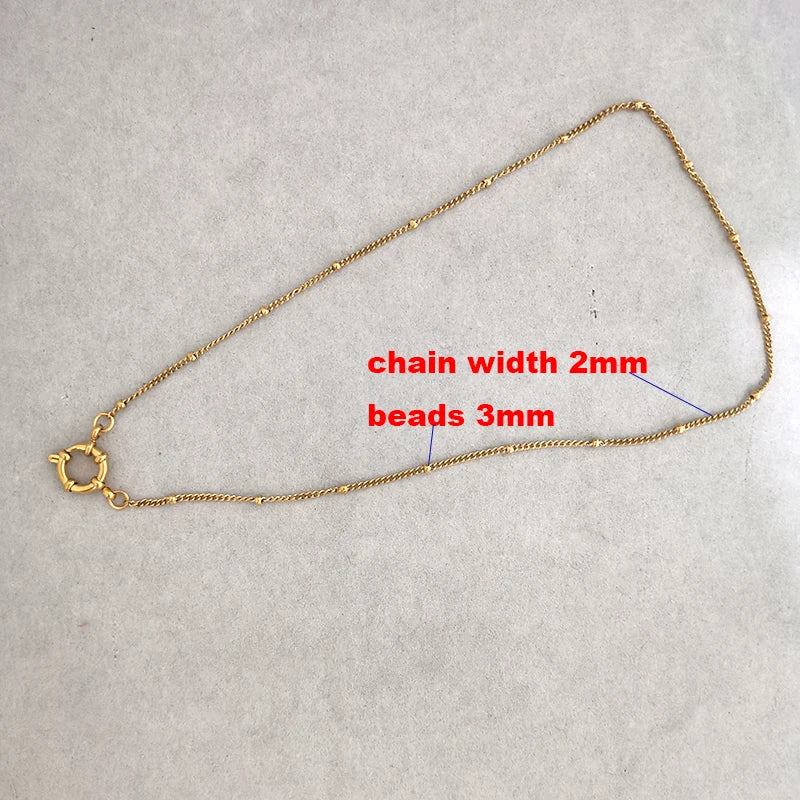 Spring Sailor Clasp Necklace Women Men Choker Stainless Steel Geometric Paperclip Link Chain Rolo PVD Gold Color Wholesale