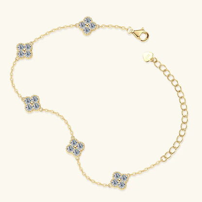 3mm D Moissanite Jewelry Set Clover Flower Pendant Necklace Earrings Bracelet 3 in 1 Sets for Women 925 Silver Charm Gifts