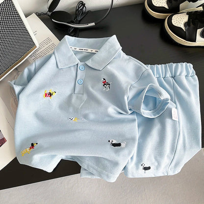 New Summer Fashion Baby Clothes Set Children Boys Solid Color Polo T-Shirt Shorts 2Pcs/Sets Kids Clothing Infant Outfits 1-5year