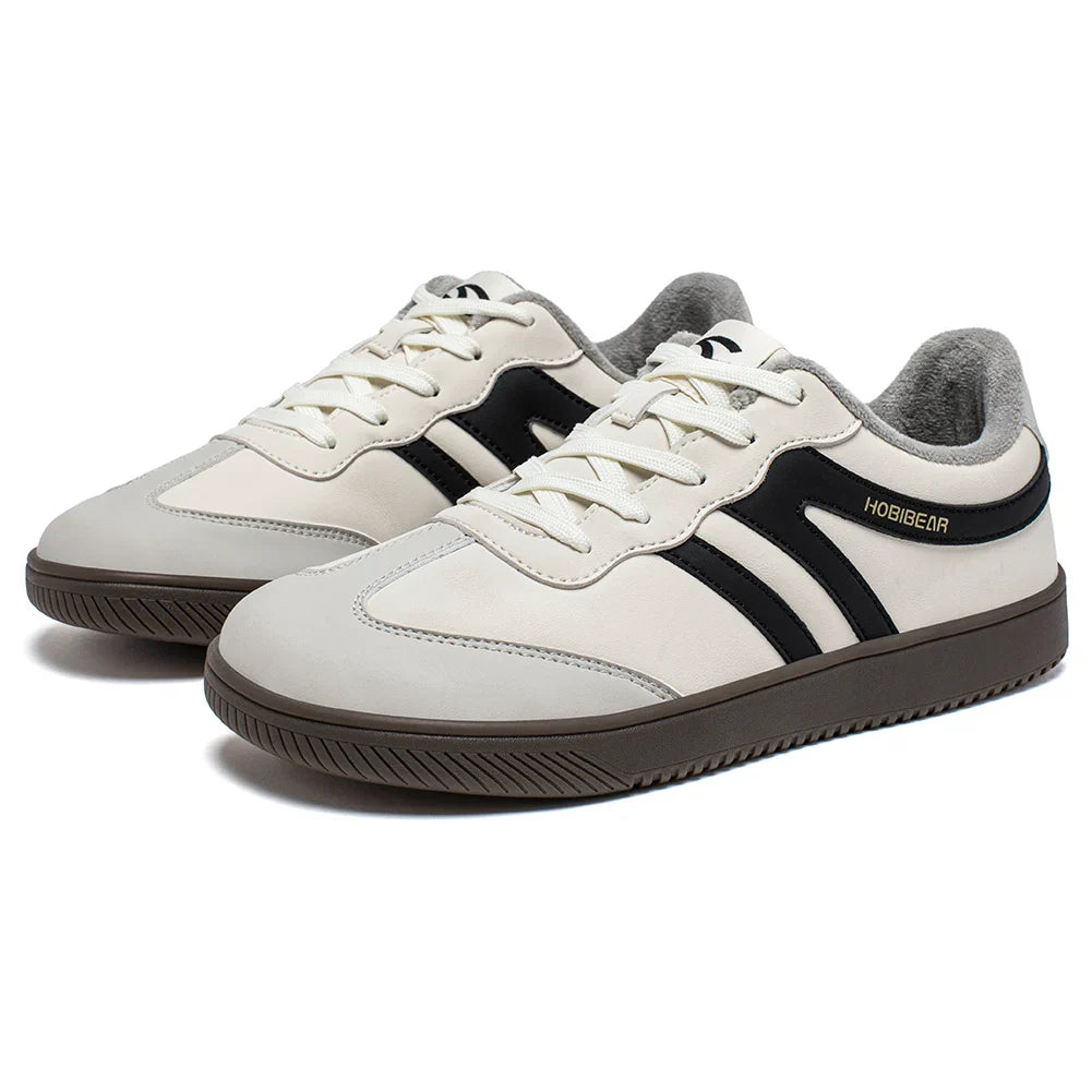 Wide Toe Shoes Unisex Artificial Leather Faux Fur Lined Sneakers Casual Retro Lace Up Shoes for Women Men