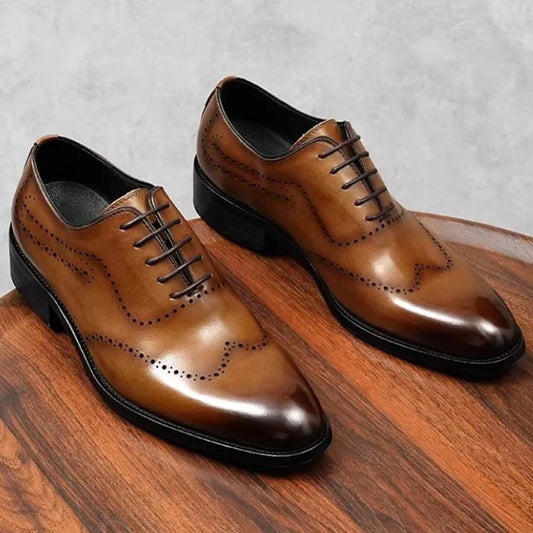 High Quality Cowhide Leather Shoes Men New Style Business Formal Shoes Lace-up Oxford Dress Shoes For Man