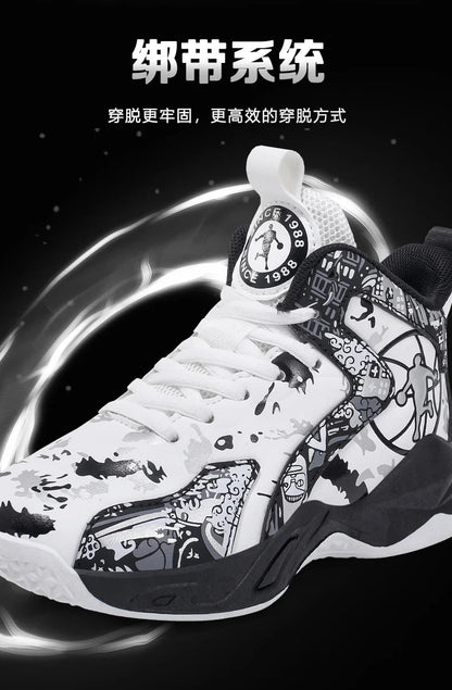Original Children's Basketball Shoes Fashion Print Purple Basketball Sneakers Kids Training Shoes High Top Sports Shoes For Boys