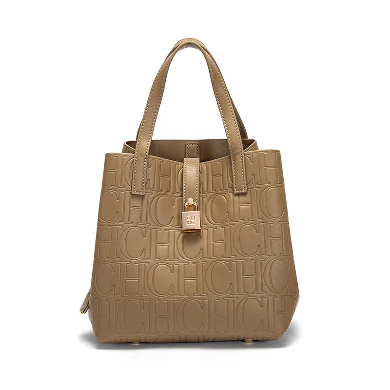 Classic Simple Solid Color Women's New 2024 Large Capacity Handbag Letter Element Women's Handbag