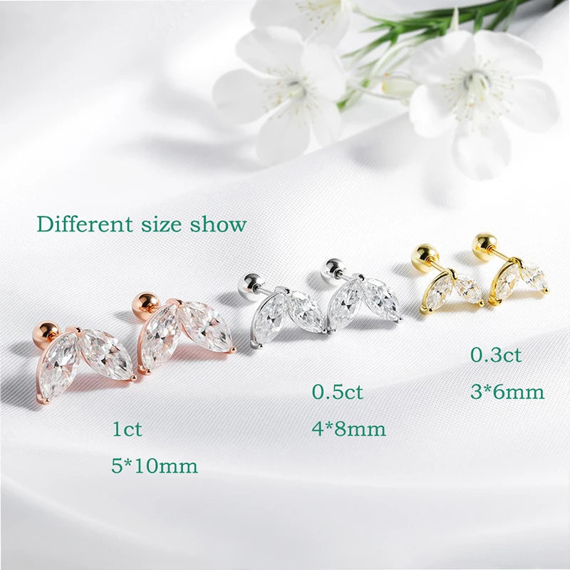 0.3-1CT Marquise Cut Real Moissanite Stud Earrings for Women Party 14k Plated Lab Diamond Earring Silver Jewelry S925