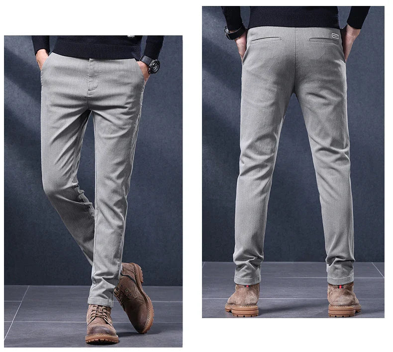 Classic Slim Fit Mens Casual Pants Breathable Straight Stretch Korean Business Trousers Spring Autumn New Fashion Male Clothing
