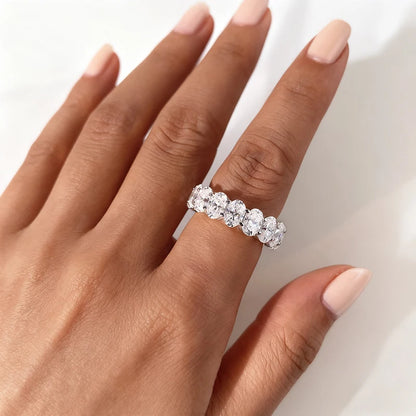 5*7mm Oval Cut Moissanite Ring for Women Full Eternity Bands Lab Diamond Promise Jewelry Pure S925 Silver Female Rings