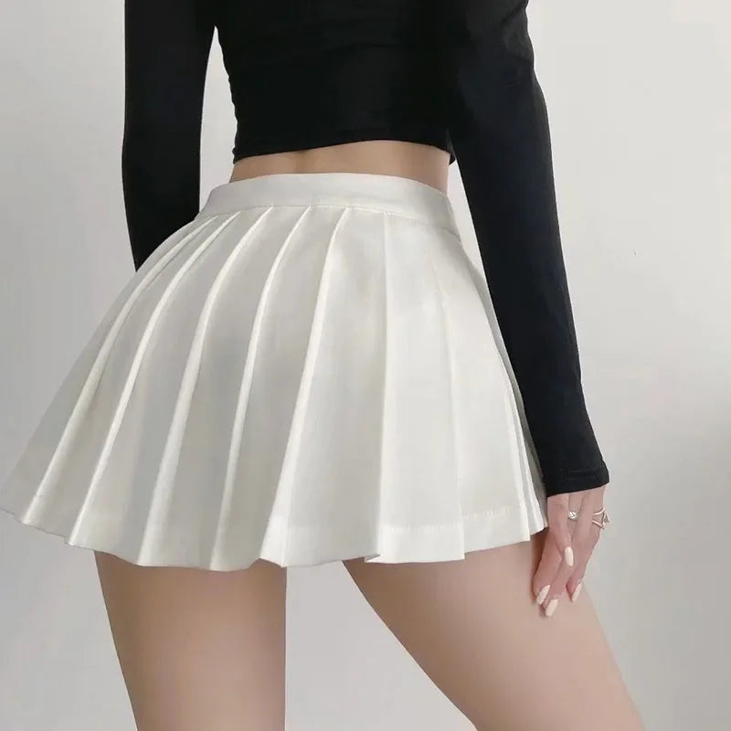 Mooyufon Sexy Women Pleated Skirts High Waist Summer Vintage Mini Skirts Korean Tennis Student White Designed Dance Skirt