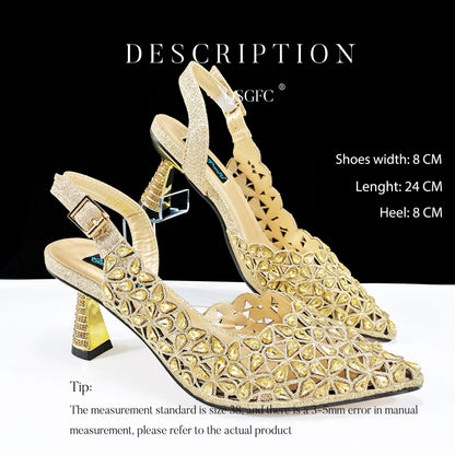 Fashion Design Heart Shape Three-Dimensional Hard Bag and Sexy Stiletto Shoes Shiny Rhinestones