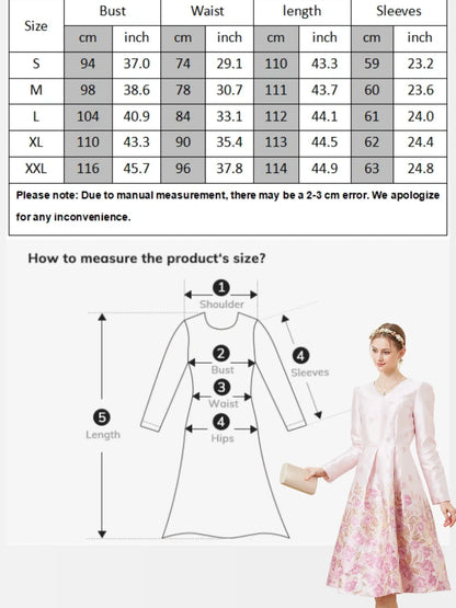 Fall/Winter Elegant French-style Romantic Pink Heavy Embroidery V-Neck Long-Sleeve Party Banquet Dress wedding guest dress