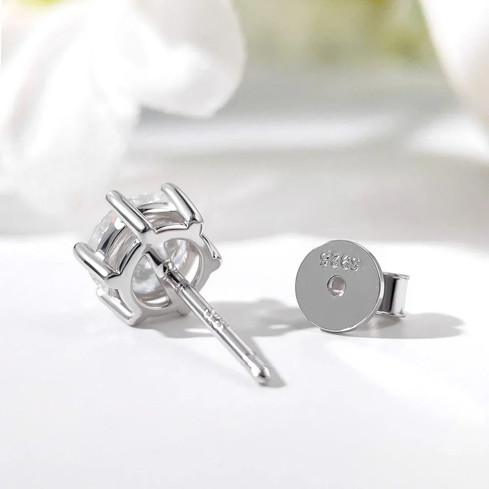0.3-2 Carat Moissanite Stud Earrings S925 Silver Lab Diamond Earrings For Women Man Party Fine Jewelry