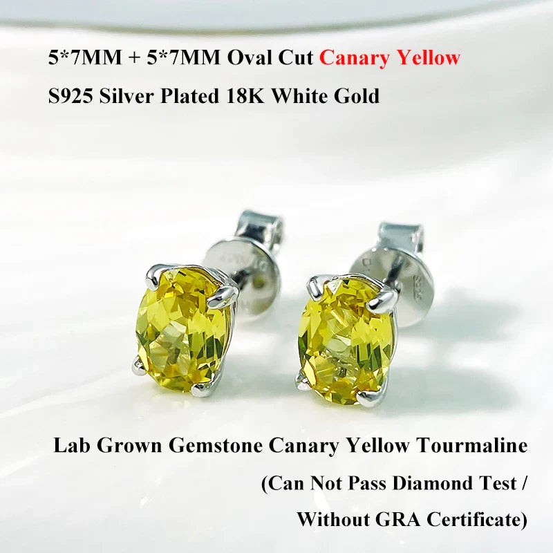 5*7mm Oval Cut Ruby Emerald Moissanite Stud Earrings Lab Grown For Women Man Unisex Gemstone Party 925 Silver Earring Gift