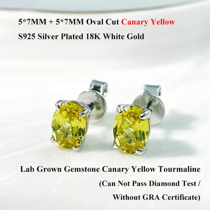 5*7mm Oval Cut Ruby Emerald Moissanite Stud Earrings Lab Grown For Women Man Unisex Gemstone Party 925 Silver Earring Gift