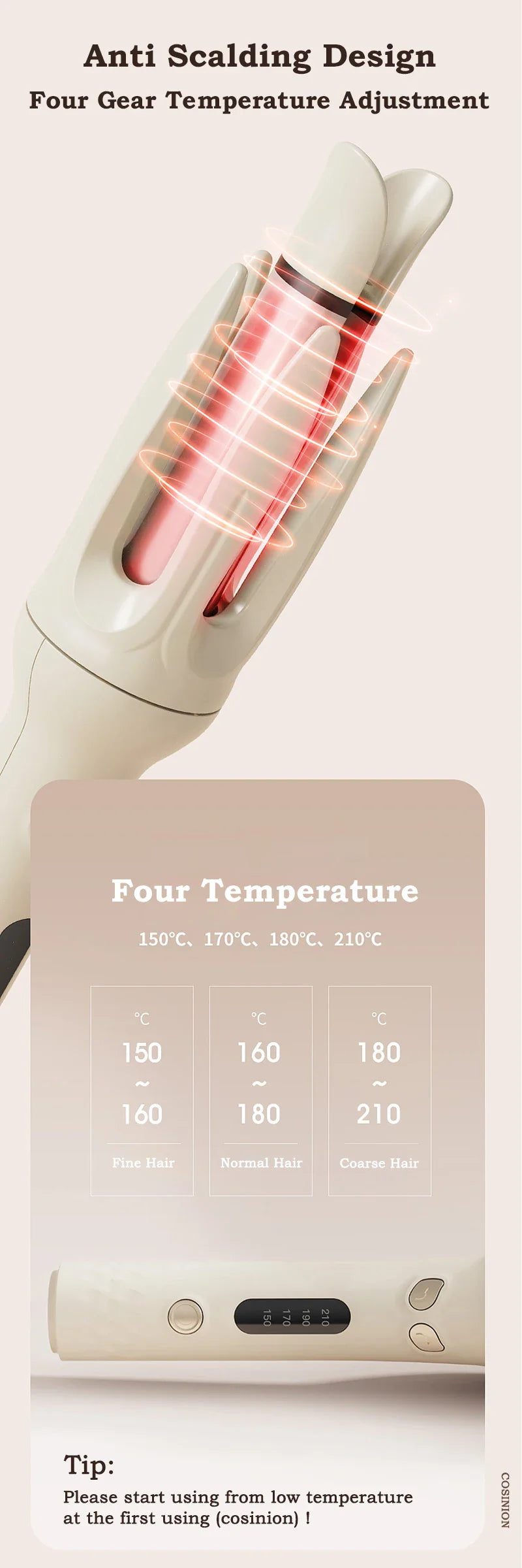 Negative Ions Automatic Hair Curler 28mm Electric Ceramic Curling Hair Stick Rotating Curl Waves Anti-Tangle Curling Iron Styler