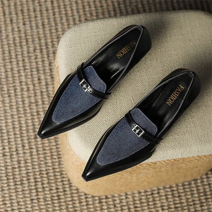 New Summer Style Fashionable Comfortable Wear-resistant Belt Buckle Thick Heel Medium Pointed Matching Women's Single Shoes