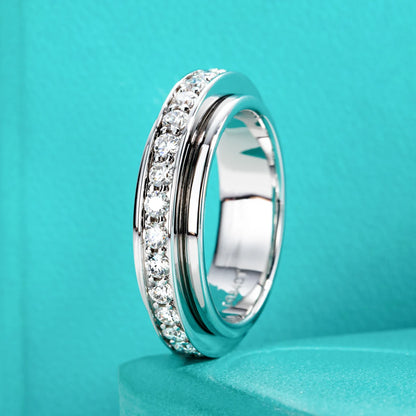 Moissanite Spinner Eternity Band Rings 14k Gold Plated Fidget Spinners Wedding Band Ring Unzip Jewelry Gifts Wholesale