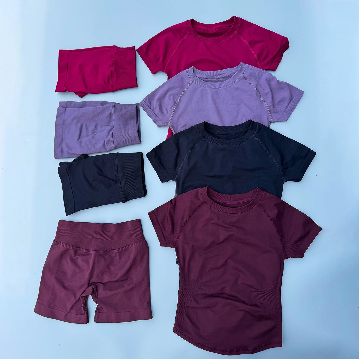 2 Pieces Sports Sets Short Sleeve Seamless Yoga Top Fitness Set Women Workout Running Sports Shorts Gym Suit