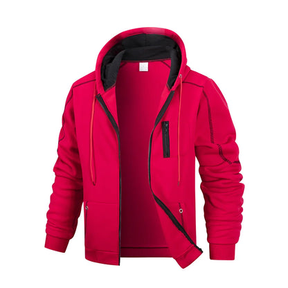 Men's Casual Sports Zipper Hoodie Coat Solid Color Cardigan Sweatshirt for Men Clothing Sportswear Slim Fit Casual Jacket