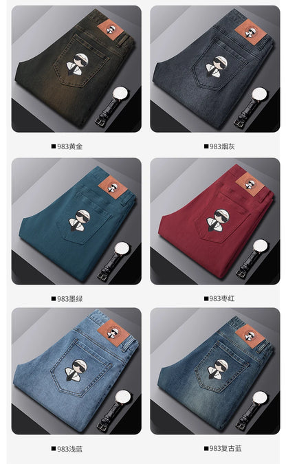 Fashion Men Jeans Stretch Straight Leg Casual Slim Fit Denim Pants Male Brand Luxury Design Business Classic Trousers