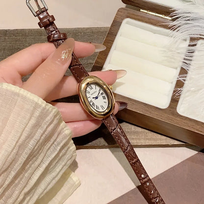 Fashion Oval Dial Women's Watch Casual Leather Band Analog Quartz Watches Female Wristwatch Dropshipping Clock Reloj De Mujer