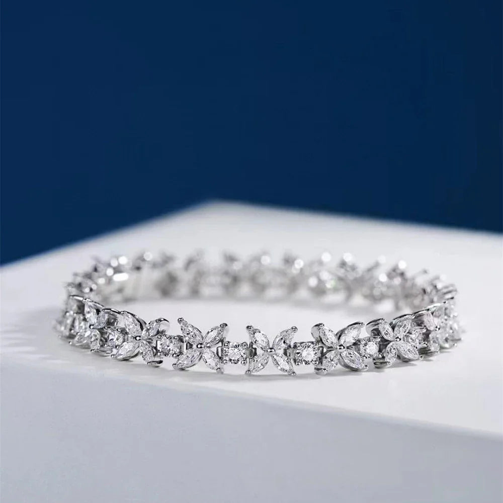 Luxury Butterfly Moissnaite Tennis Bracelets with Certificate /High Carbon Diamond Bracelet for Women 100% S925 Silver Jewelry