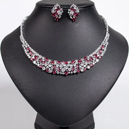 Pop Hot Stereo Jewelry Oil Painting Necklace Earrings Premium Multi-Color 2-Piece Wedding Travel Women's Holiday Gift M-1000
