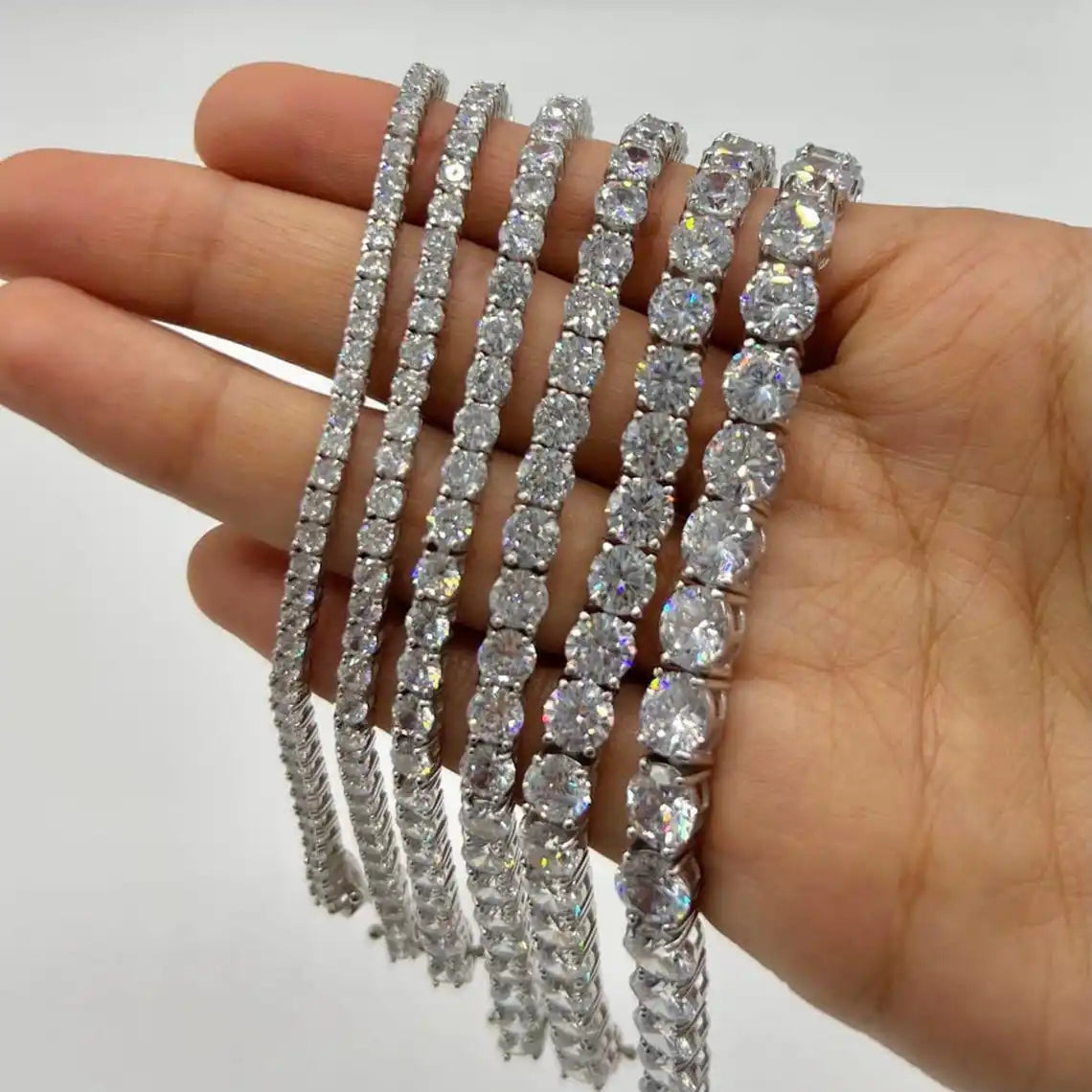 8mm Big Moissanite Diamond Tennis Bracelet for Women Men S925 Silver Plated 18k Yellow/White Gold BangleCertified Certificates
