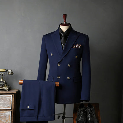 New Classic Business Men's 2-Piece Suit Jacket Pants Slim Fit Groom Formal Event Men Clothing Temperament Wedding Dating Office