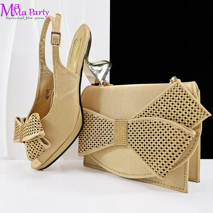 2025 High Quality Fashion New Design Super High Heels in Sky Blue Color Special Mature Italian Women Shoes and Bag Set
