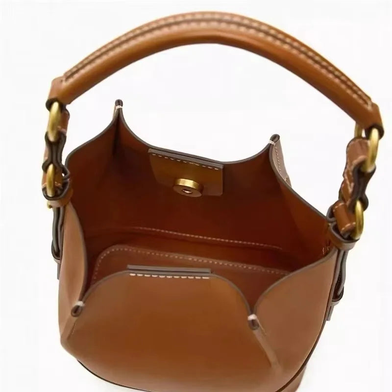 2025 Women's Large Capacity Bucket Bag with Wide Shoulder Strap Single Shoulder Handbag Drawstring Handheld Crossbody Bag