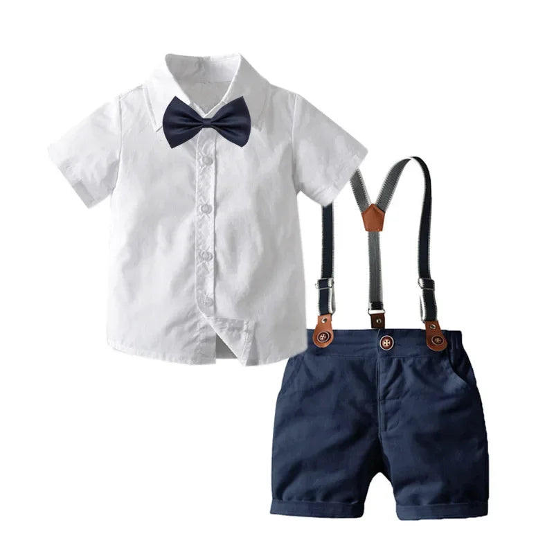 Kids Boys Formal Birthday Outfit Suit Toddler Gentleman Wedding White Shirt 1-7 Years Baby Pants Boys Ceremony Outfits
