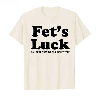 Funny Fets Luck Printed T-shirt Men Women 2026 Summer Pure Cotton T Shirts Short Sleeve Tops T-shirt for Men Women Cotton Tops