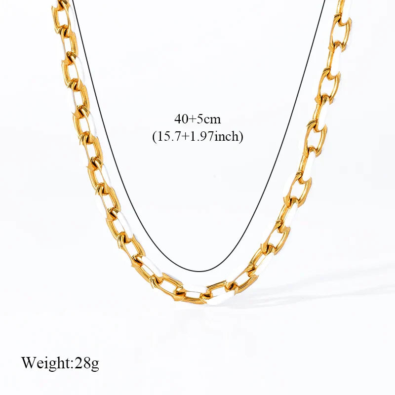316L Stainless Steel Metal Chain Necklace For Women Fashion 18K Gold Plated Neck Chain Waterproof Jewelry Lady Gift