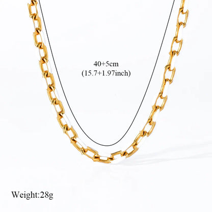 316L Stainless Steel Metal Chain Necklace For Women Fashion 18K Gold Plated Neck Chain Waterproof Jewelry Lady Gift