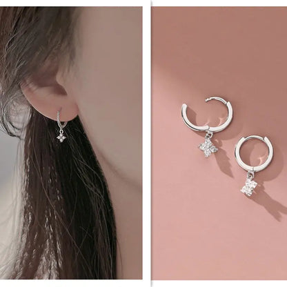 2024 New Fashion Gold Color Round Zircon Simple Drop Dangle Earrings for Women Charm Korean Hoop Jewelry Wedding Birthday Gift
