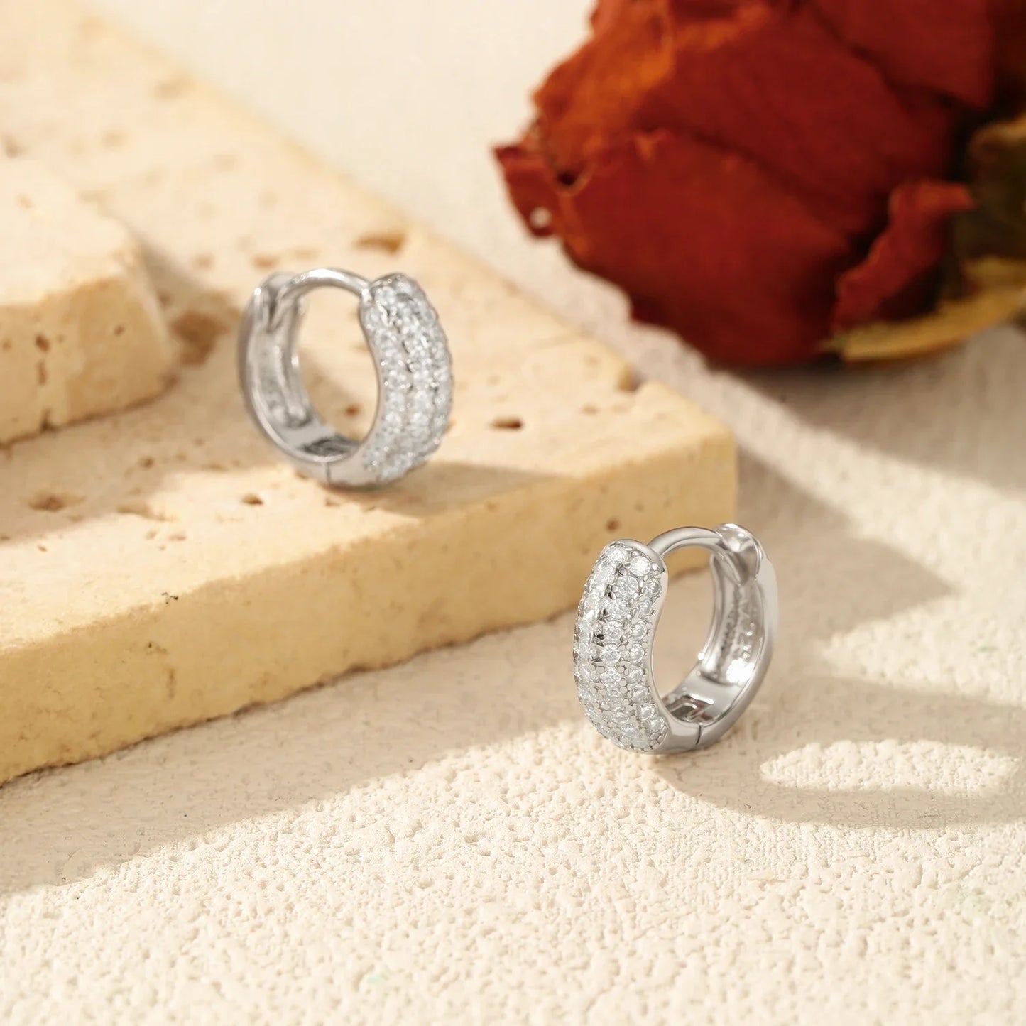 D Color Sparkling Moissanite Ear Buckle 925 Sterling Silver Luxury Circle Hoop Earrings For Women Wedding Fine Jewelry