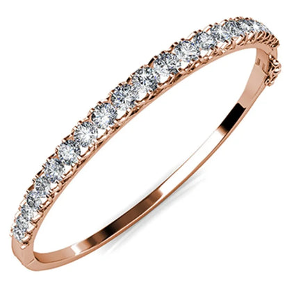 Round Cut Bangle Embellished with Premium Crystals for Women Quality Brass with 18K Rose Gold Plated Jewelry