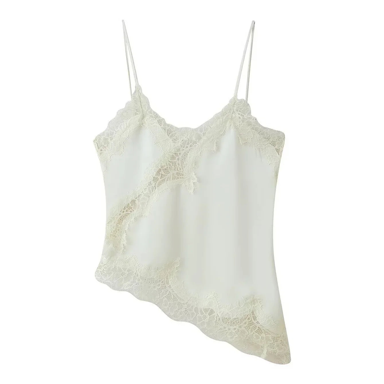 Lace Patchwork Short Camisole Stain Tops For Women Sexy Backless Tops Summer Sleeveless Women Straps Beach Top Female